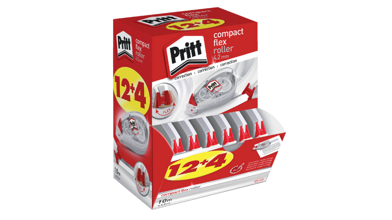 Correctietape Pritt Compact Flex 4.2mmx 10m promo pack à 12+4 gratis