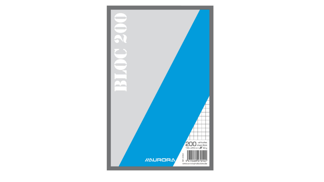 Kladblok Aurora 135x210mm ruit 5X5mm 200 vel 45gr