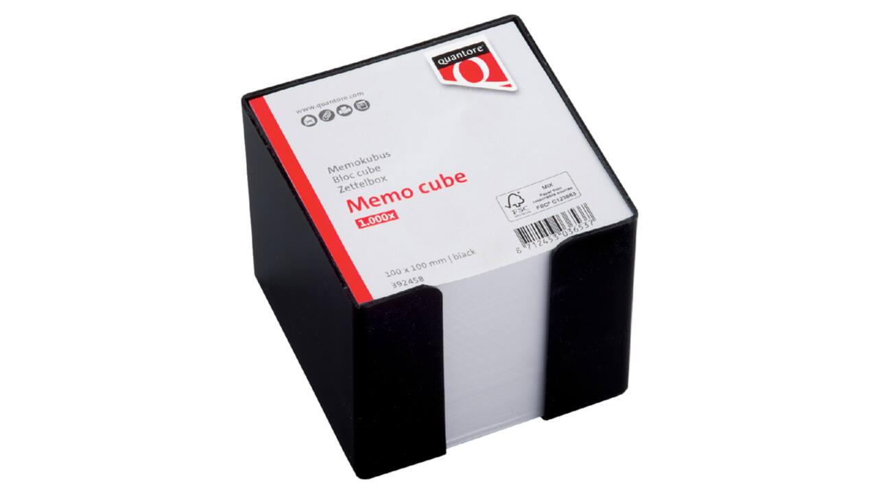 Memokubus Quantore 10x10x9cm zwart met 900vel