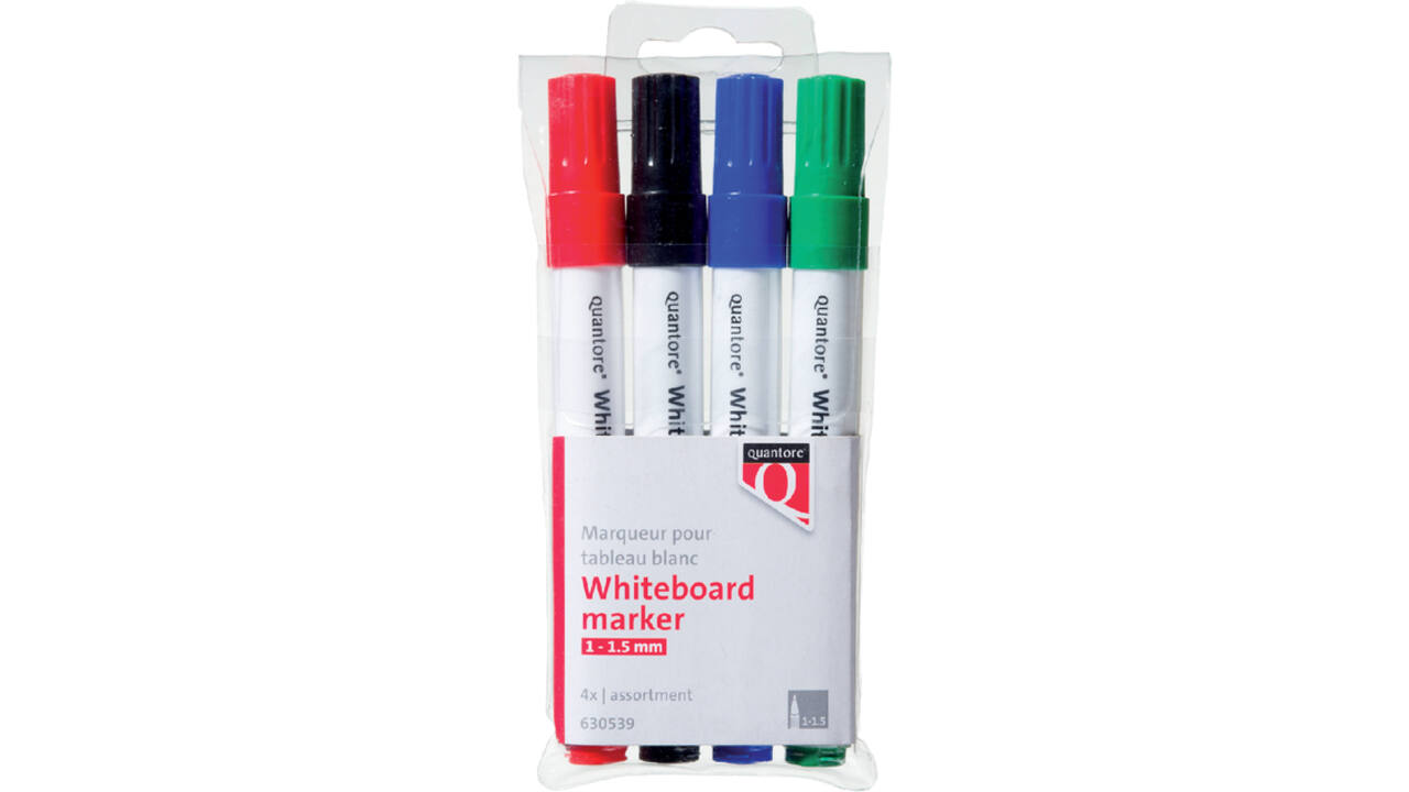 Whiteboardmarker Quantore rond 1-1.5mm 4 stuks assorti