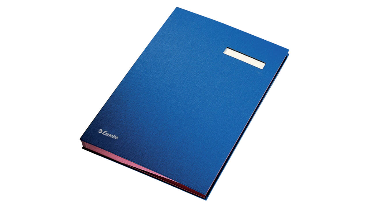 Vloeiboek Esselte karton 20 tabbladen blauw
