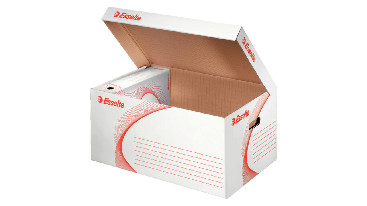 Archief- en transportdoos met deksel Esselte 560x265x380mm wit