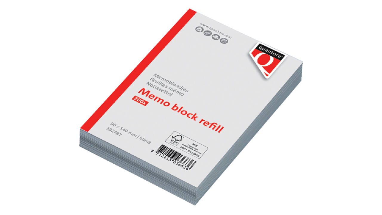 Memoblaadjes Quantore losbladig 140x90x20mm 200 vel