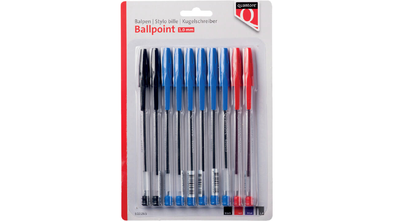 Balpen Quantore stick assorti blister 10 stuks