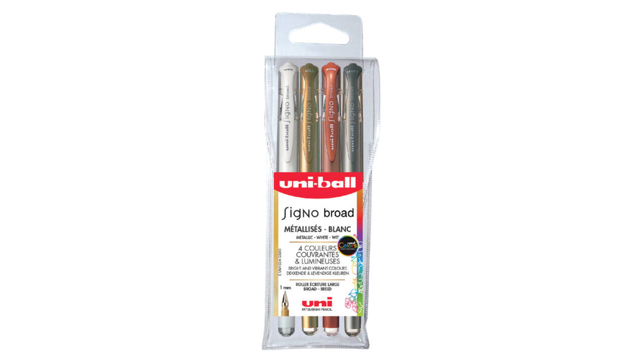 Rollerpen Uni-ball Signo breed metallic assorti etui à 4 stuks