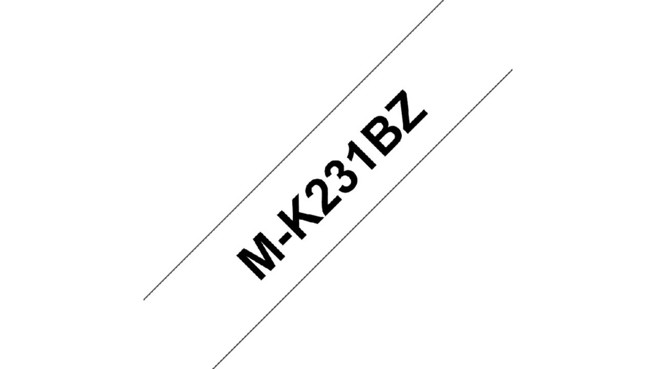 Labeltape Brother P-touch M-K231 ongelamineerd 12mm zwart op wit