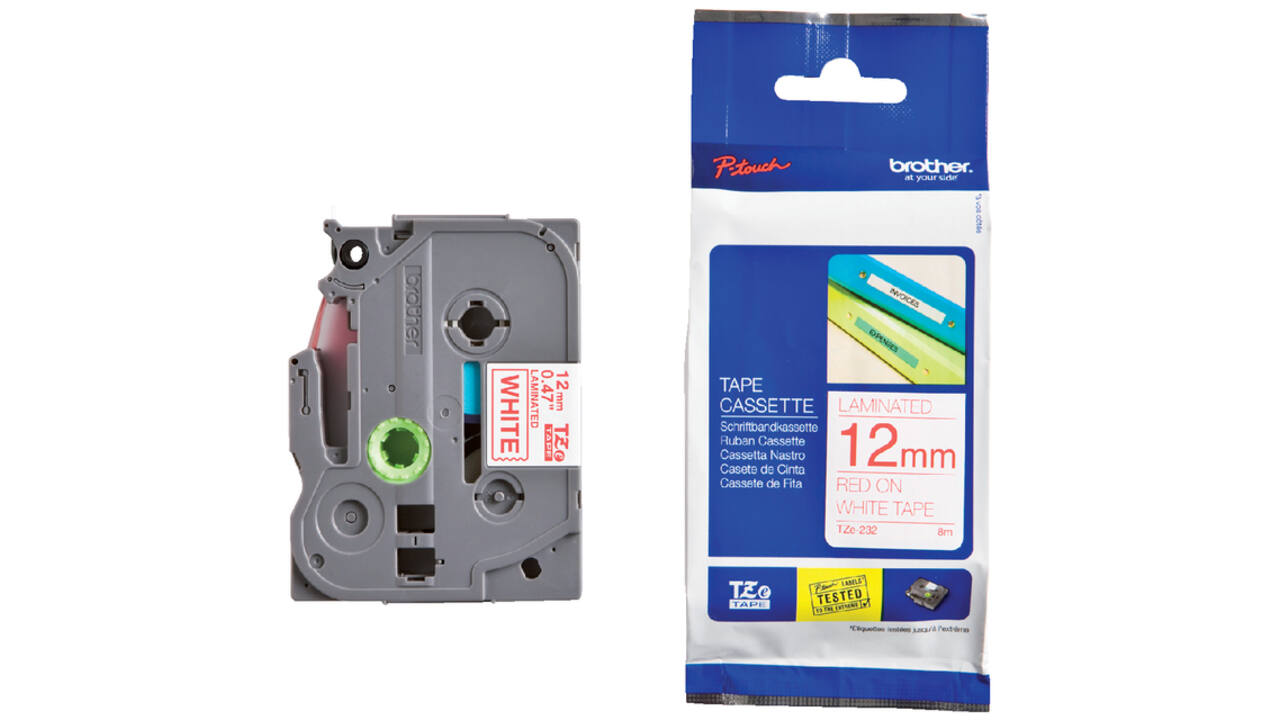Labeltape Brother P-touch TZe-232 standaard 12mm rood op wit