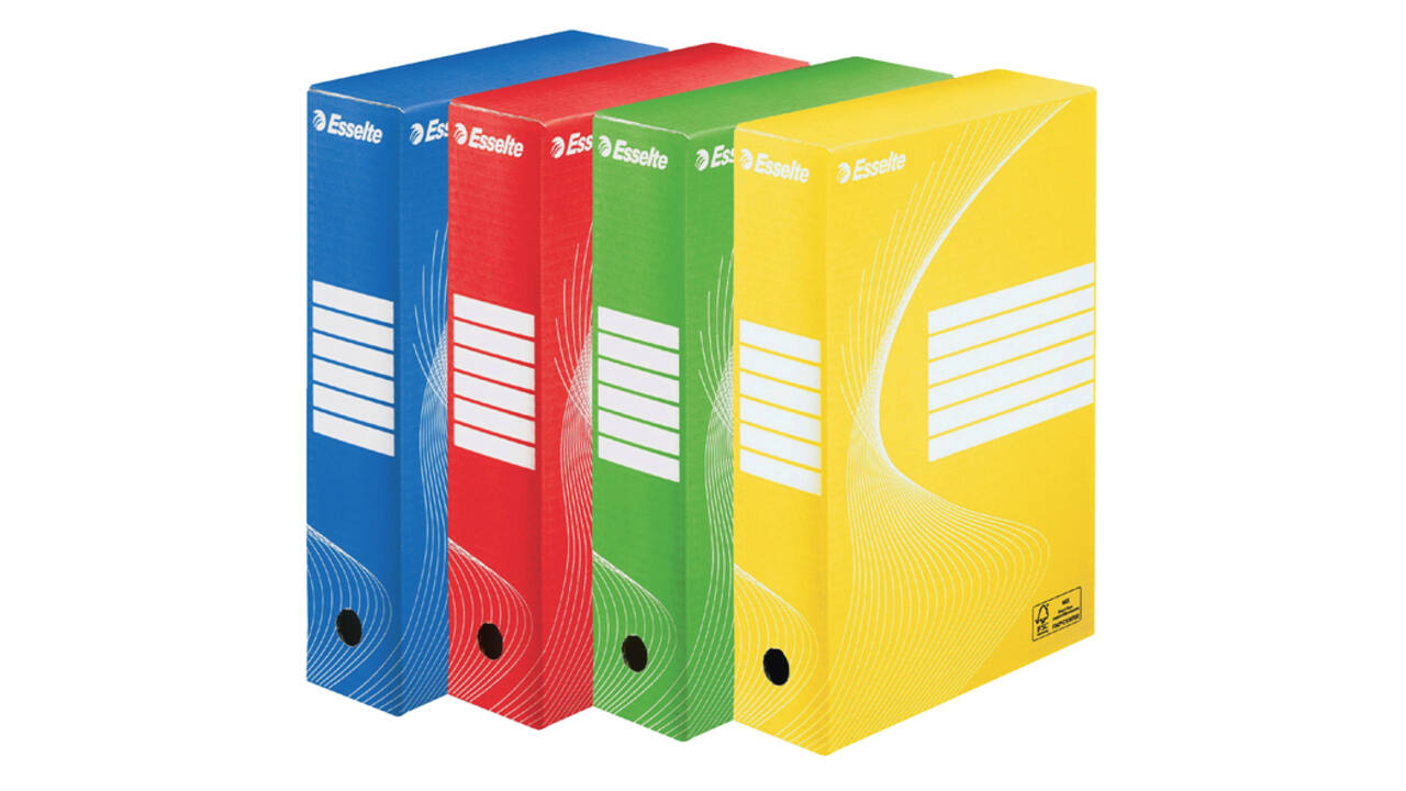 Archiefdoos Esselte Boxycolor 80mm 352x250mm geel
