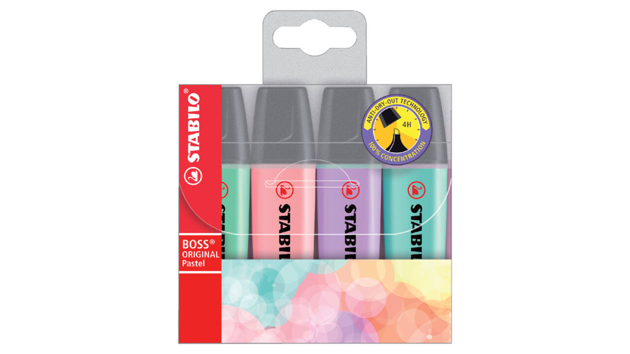 Markeerstift STABILO BOSS Original 70/4 pastel assorti etui à 4 stuks