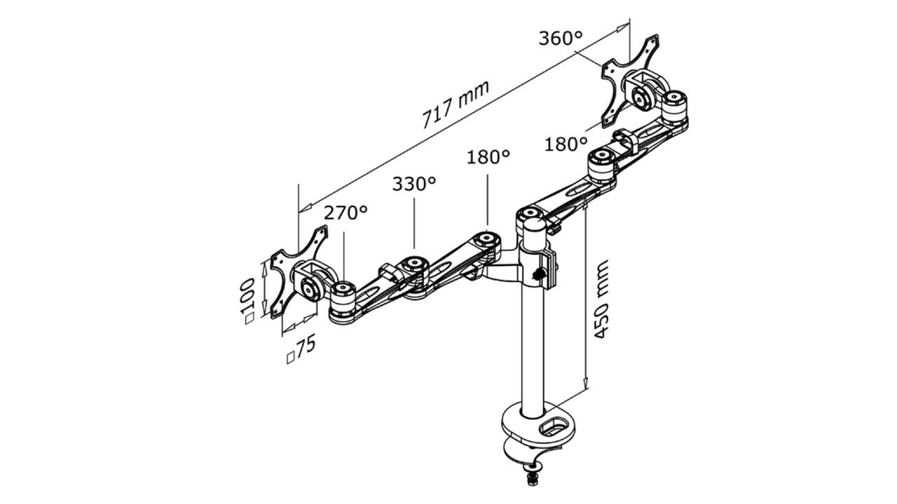 Monitorarm Neomounts D935DG 2x10-27" doorvoer zilvergrijs