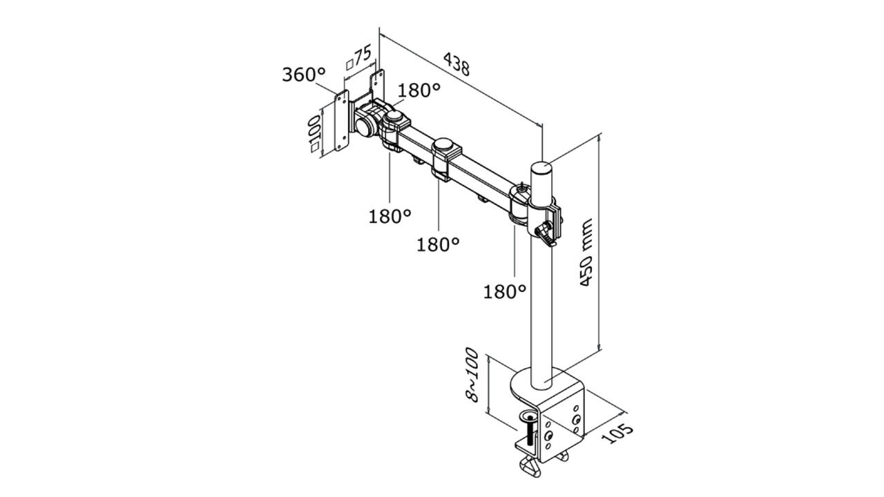 Monitorarm Neomounts D960 10-30" met klem zwart