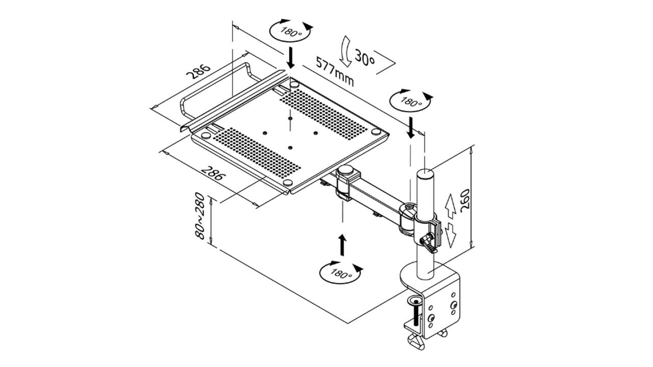 Laptoparm Neomounts D100 met klem zwart