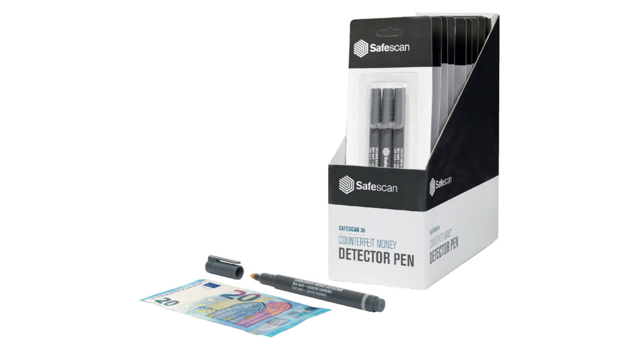 Valsgeld detectiepen Safescan 30 grijs blister à 3 stuks