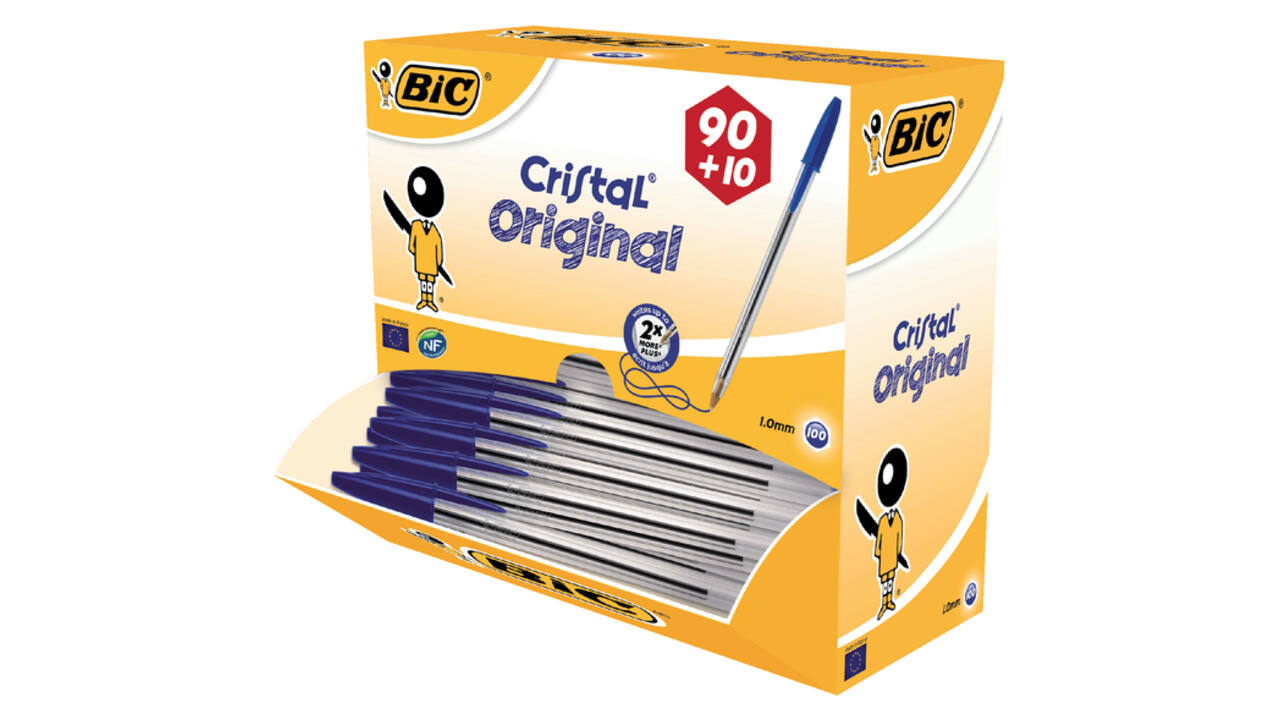 Balpen Bic Cristal medium blauw doos à  90+10 gratis