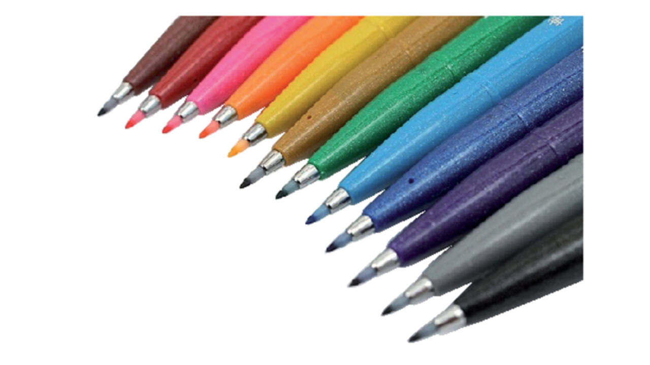 Brushpen Pentel SES15C Sign Artist standaardkleuren 12 stuks