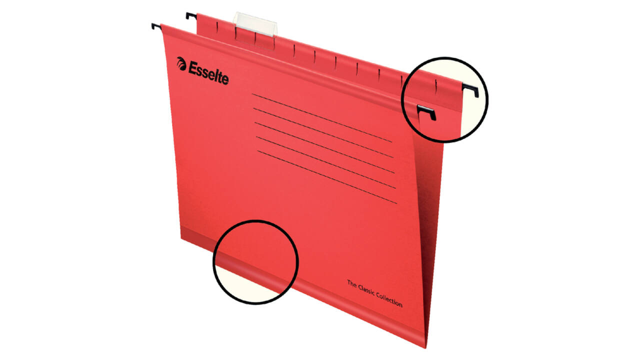 Hangmap Esselte Classic folio V-bodem 382x240mm rood