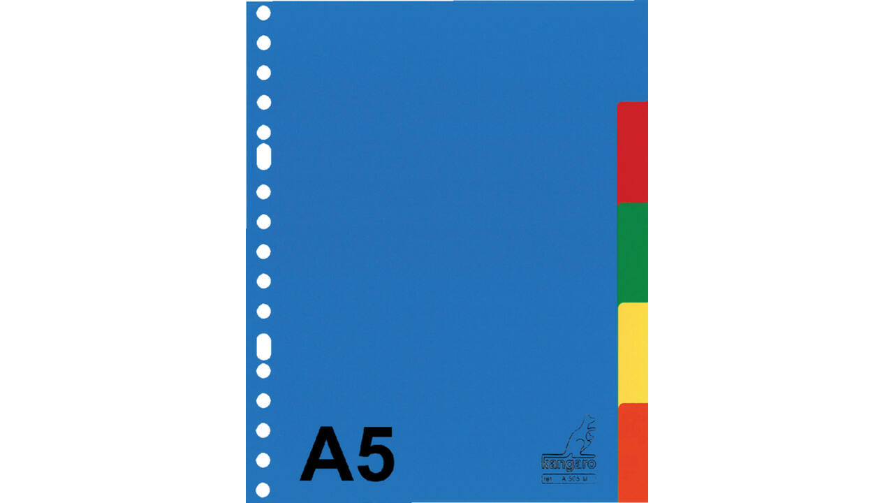 Tabbladen Kangaro A5 17-gaats A505M 5-delig assorti PP