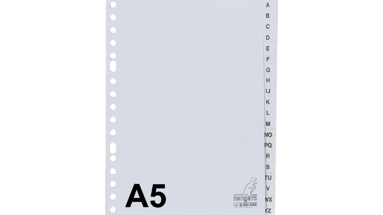 Tabbladen Kangaro A5 17-gaats G520AZM alfabet grijs PP