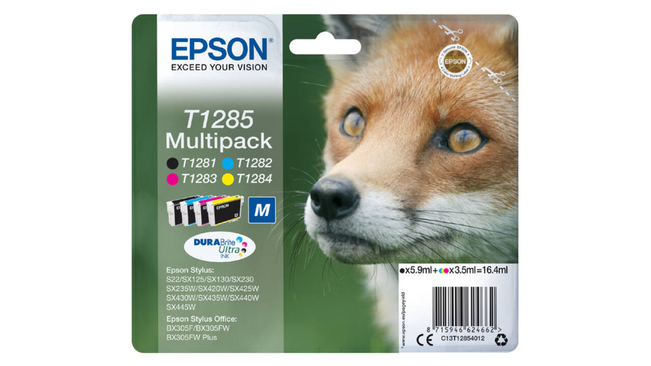 Inktcartridge Epson T1285 zwart + 3 kleuren