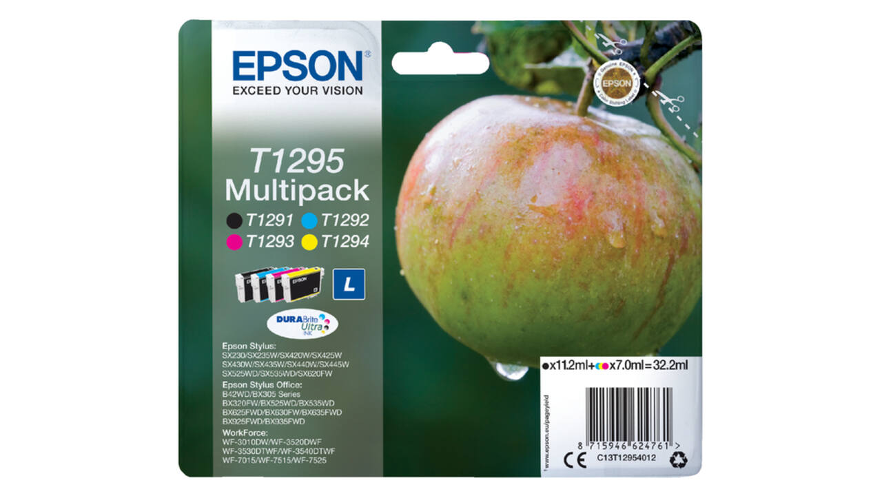 Inktcartridge Epson T1295 zwart + 3 kleuren