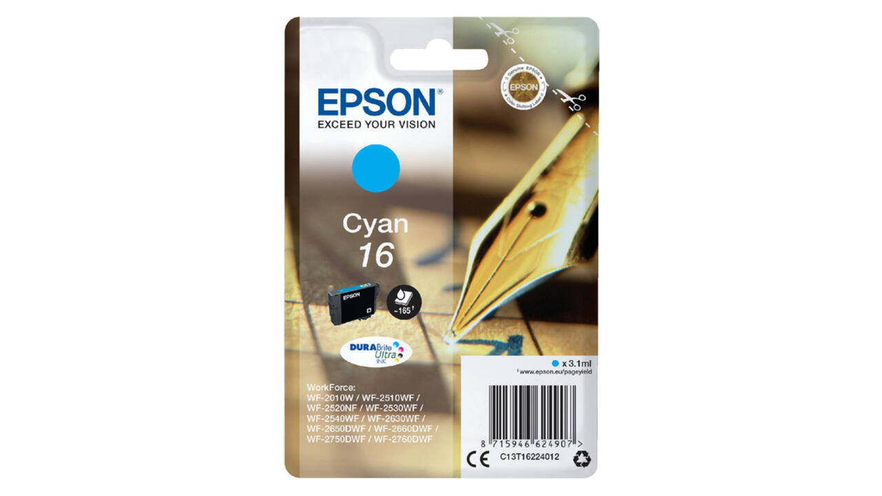 Inktcartridge Epson 16 T1622 blauw