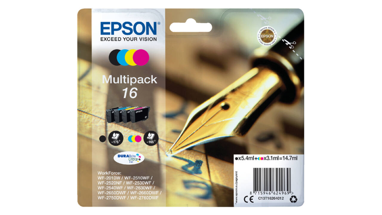 Inktcartridge Epson 16 T1626 zwart + 3 kleuren