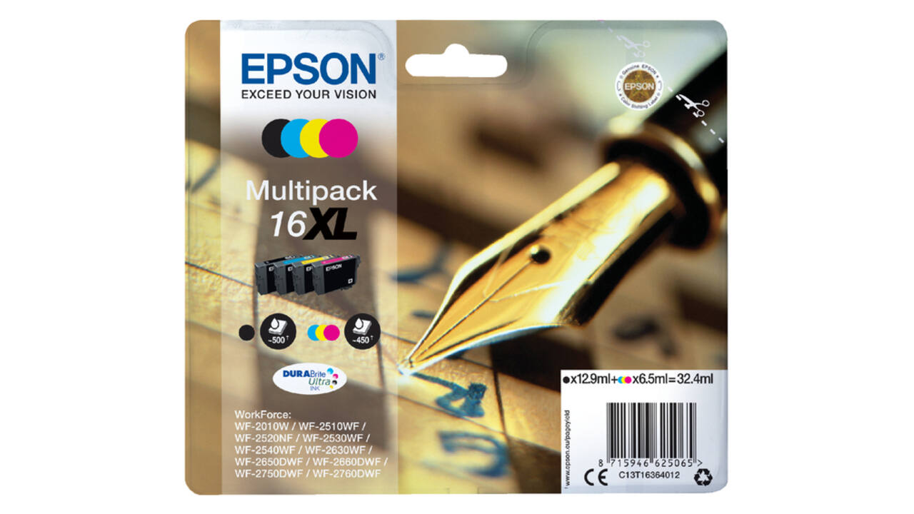 Inktcartridge Epson 16XL T1636 zwart + 3 kleuren