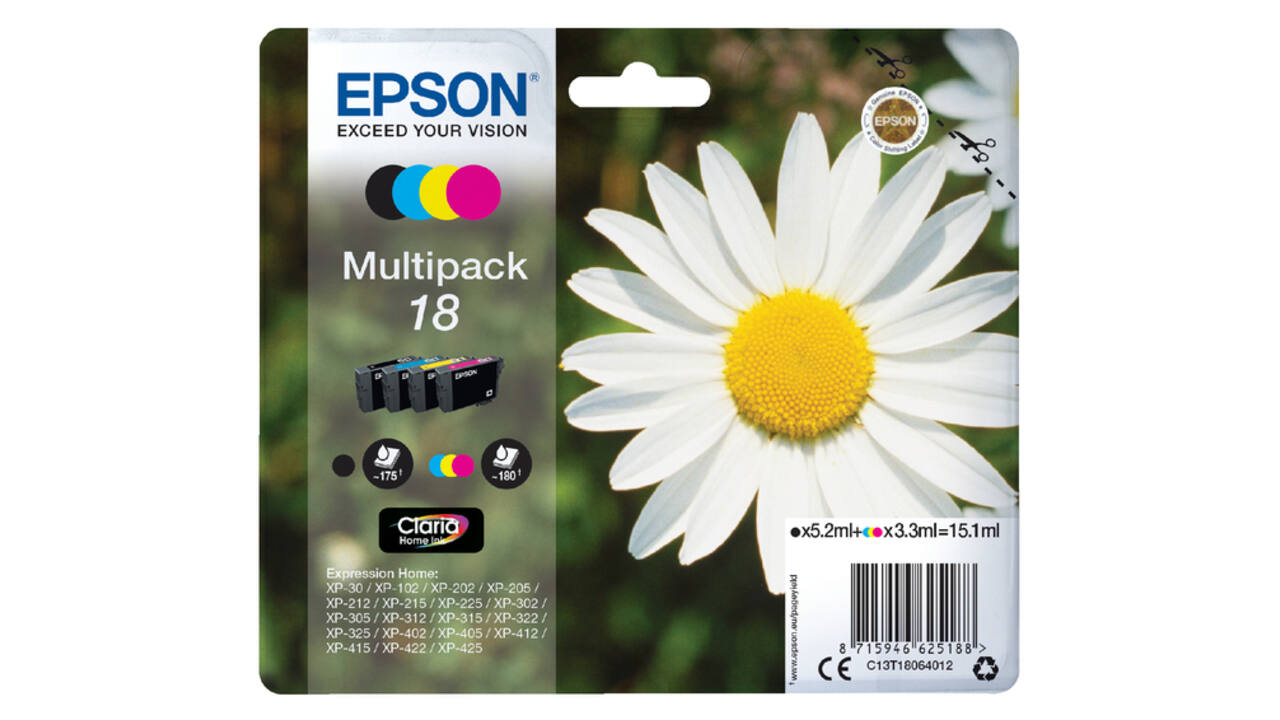 Inktcartridge Epson 18 T1806 zwart + 3 kleuren