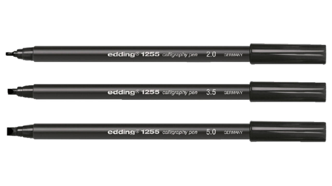Kalligrafiepen edding 1255 zwart lijn 2.0 - 3.5 - 5.0mm blister à 3st