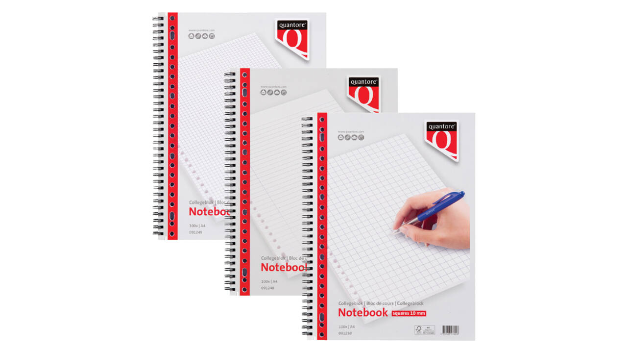 Collegeblok Quantore A4 lijn 23-gaats 4 tabs 200 pagina's 70gr