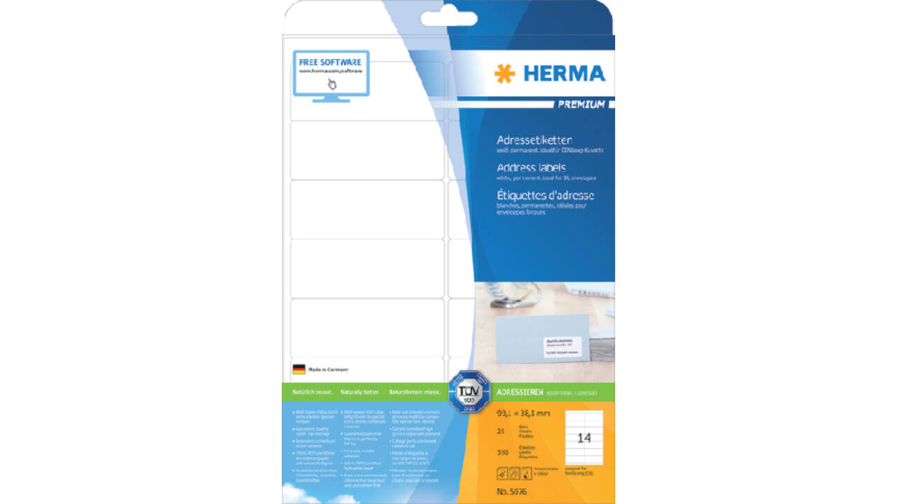 Etiket HERMA 5076 99.1x38.1mm premium wit 350 stuks