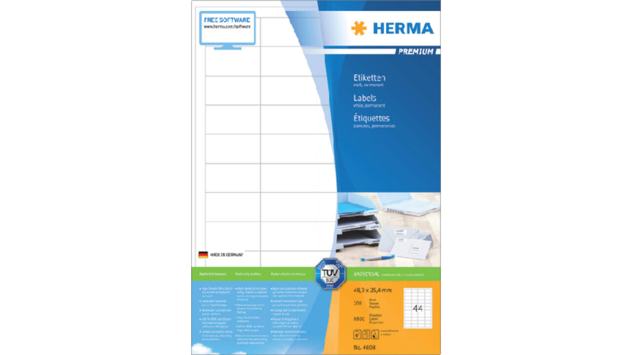 Etiket HERMA 4608 48.3x25.4mm premium wit 8800 stuks