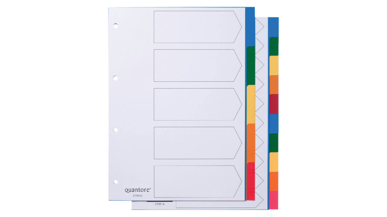 Tabbladen Quantore 4-gaats 5-delig assorti tabs PP