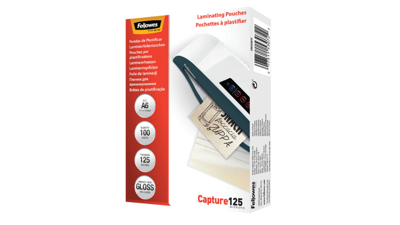 Lamineerhoes Fellowes A6 2x125micron glans 100 stuks