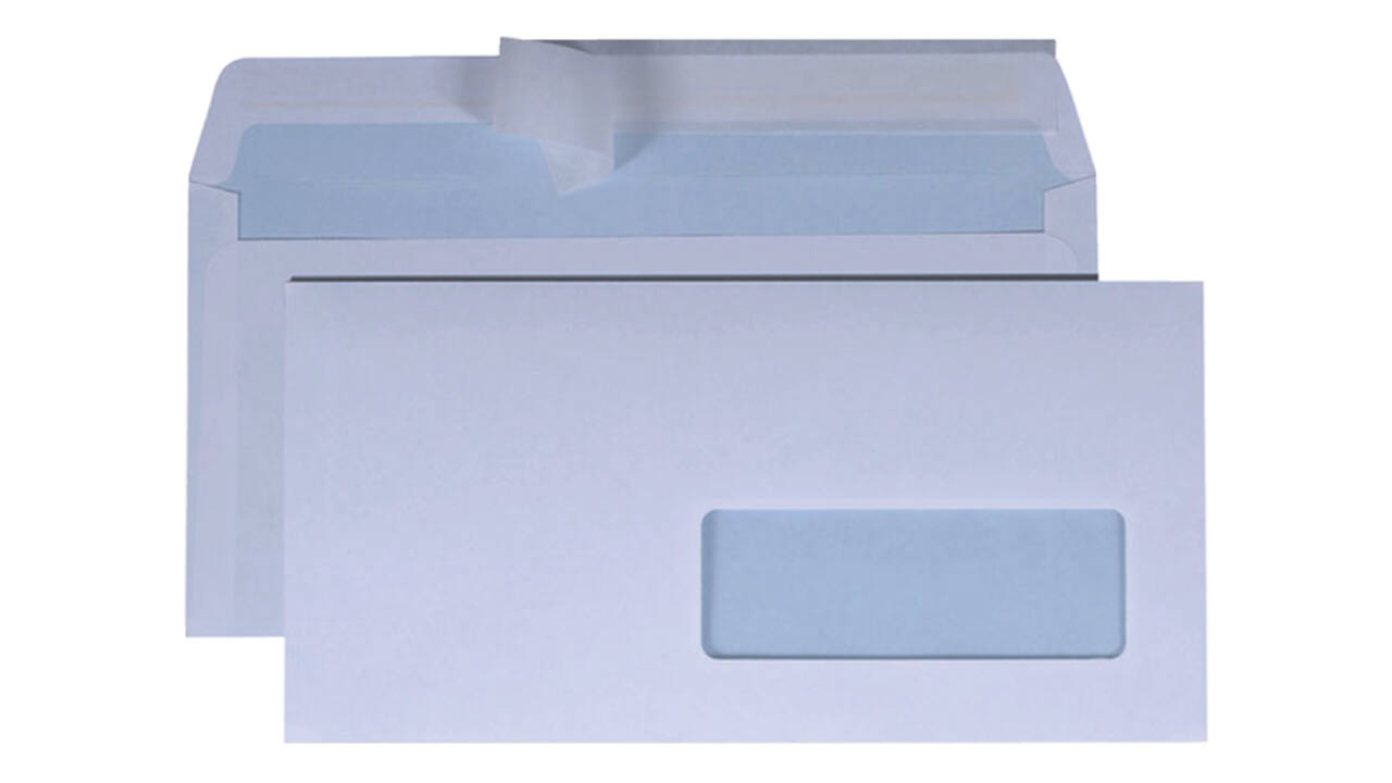 Envelop Quantore 110x220mm venster 3x10cm rechts zelfklevend 25 stuks