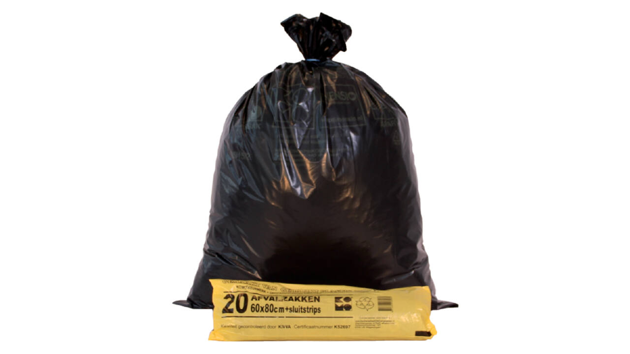 Vuilniszak Komo 60 liter zwart rol à 20 stuks