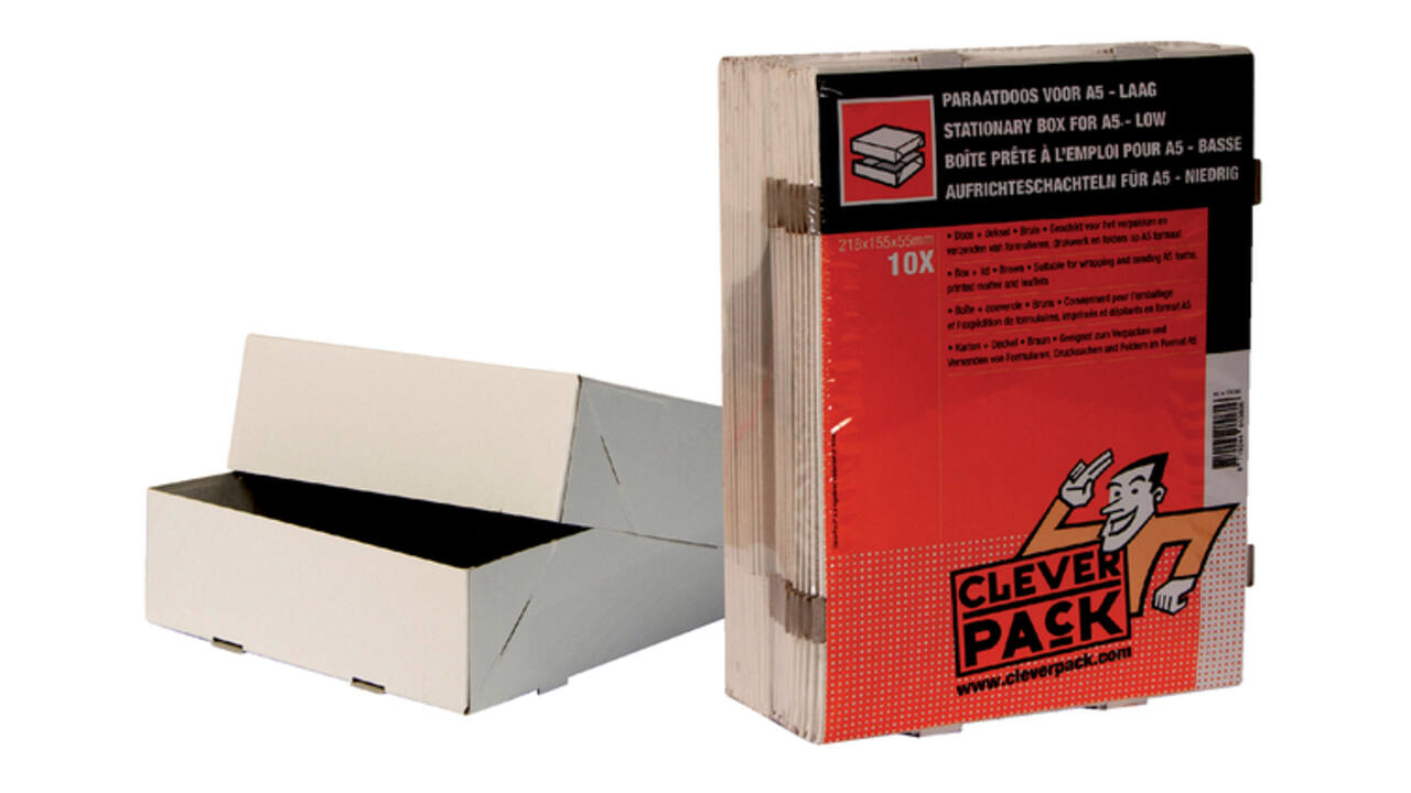 Paraatdoos CleverPack A5 218x155x55mm voor 500 vel wit pak à 10 stuks