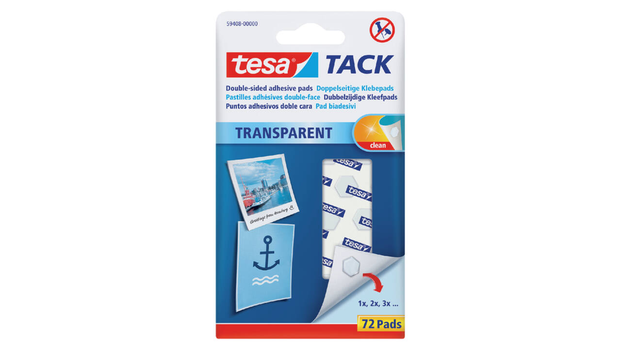 Kleefpads tesa® TACK dubbelzijdig transparant 72 stuks