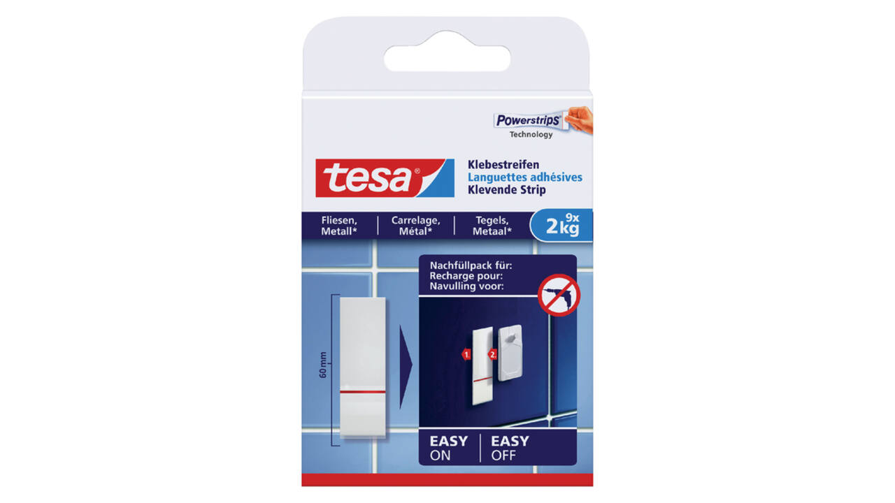 Kleefstrips tesa® tegels & metaal 2kg wit 9 stuks