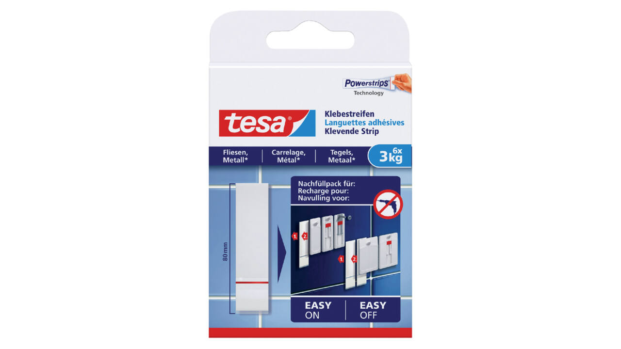Kleefstrips tesa® tegels & metaal 3kg wit 6 stuks