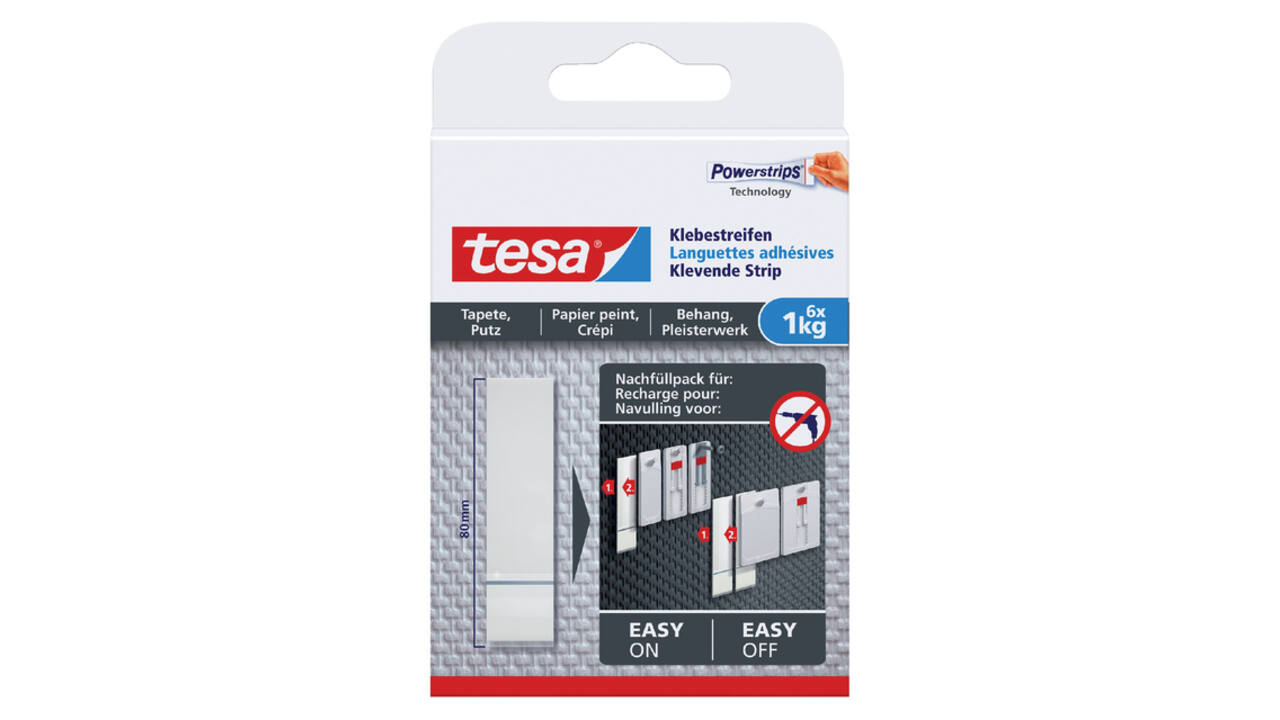 Kleefstrips tesa® behang & pleisterwerk 1kg wit 6 stuks 6 stuks