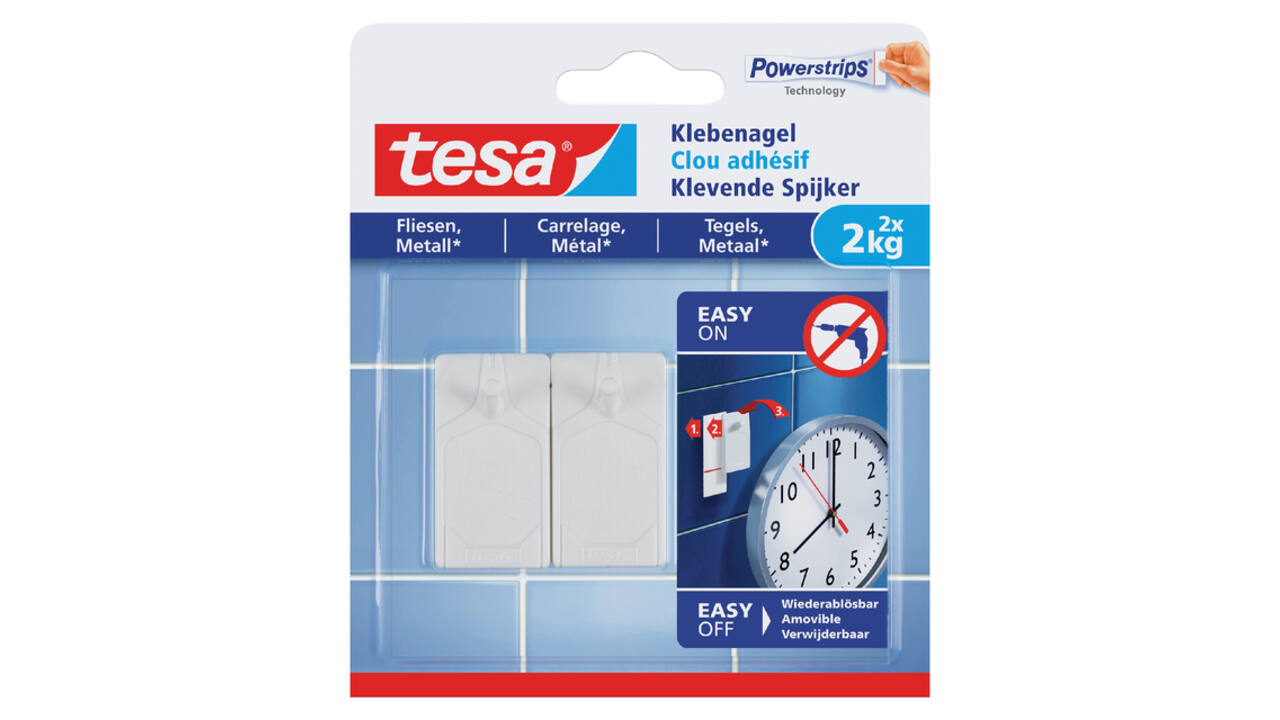 Klevende Spijker tesa® tegels & metaal 2kg wit 2 stuks