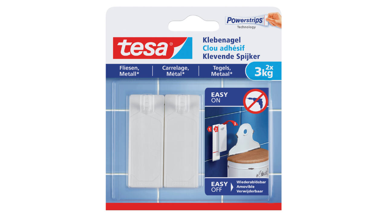 Klevende Spijker tesa® tegels & metaal 3kg wit 2 stuks