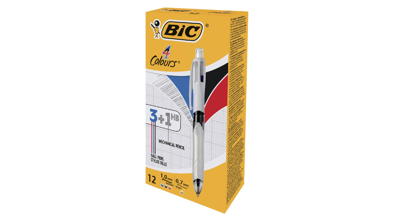 Balpen Bic 3kleuren met vulpotlood HB 0.7mm medium wit