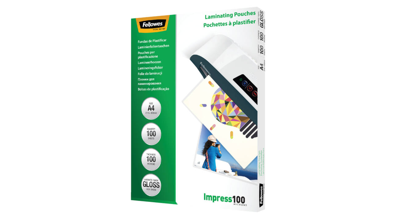 Lamineerhoes Fellowes A4 2x100micron glans 100 stuks