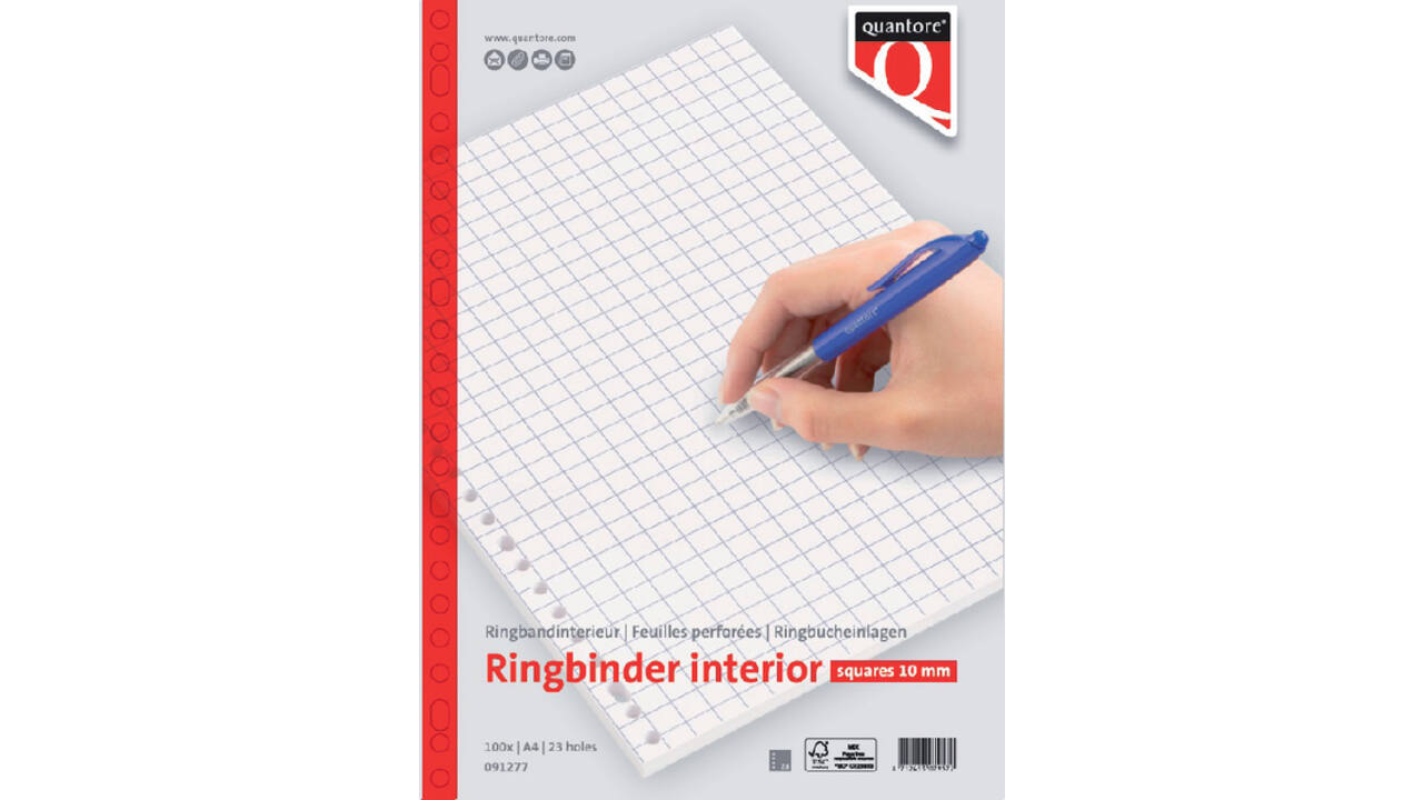 Interieur Quantore A4 23-gaats ruit 10mm 100vel