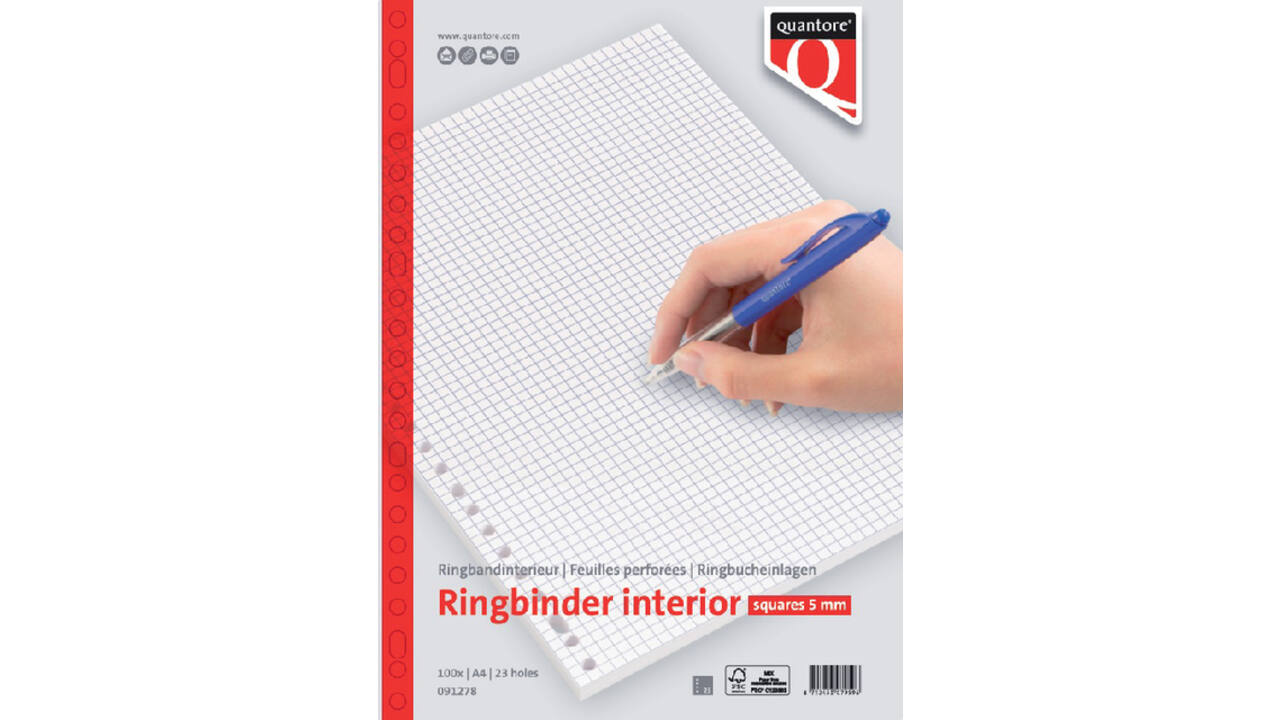 Interieur Quantore A4 23-gaats ruit 5mm 100vel