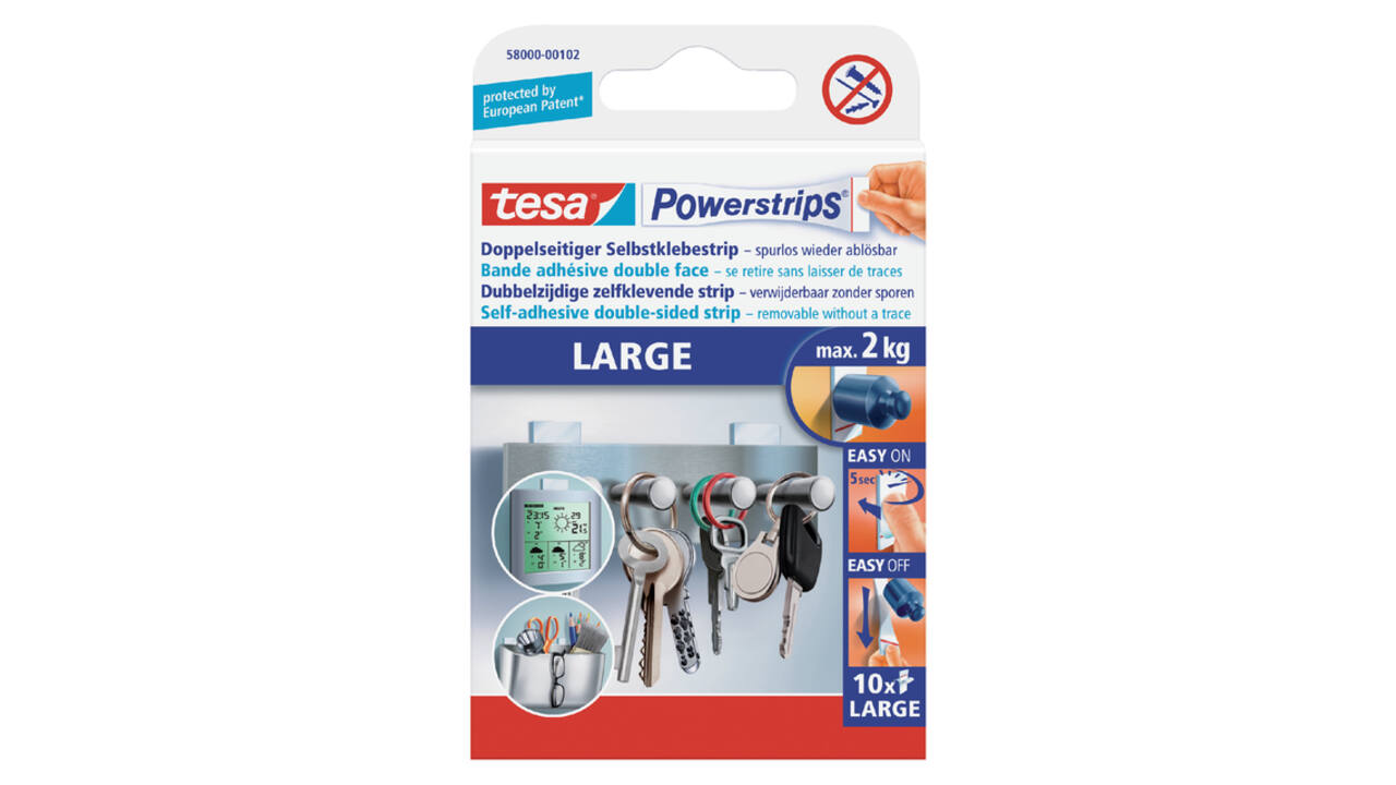 Kleefstrips tesa Powerstrips® LARGE dubbelzijdig 2kg 10 stuks