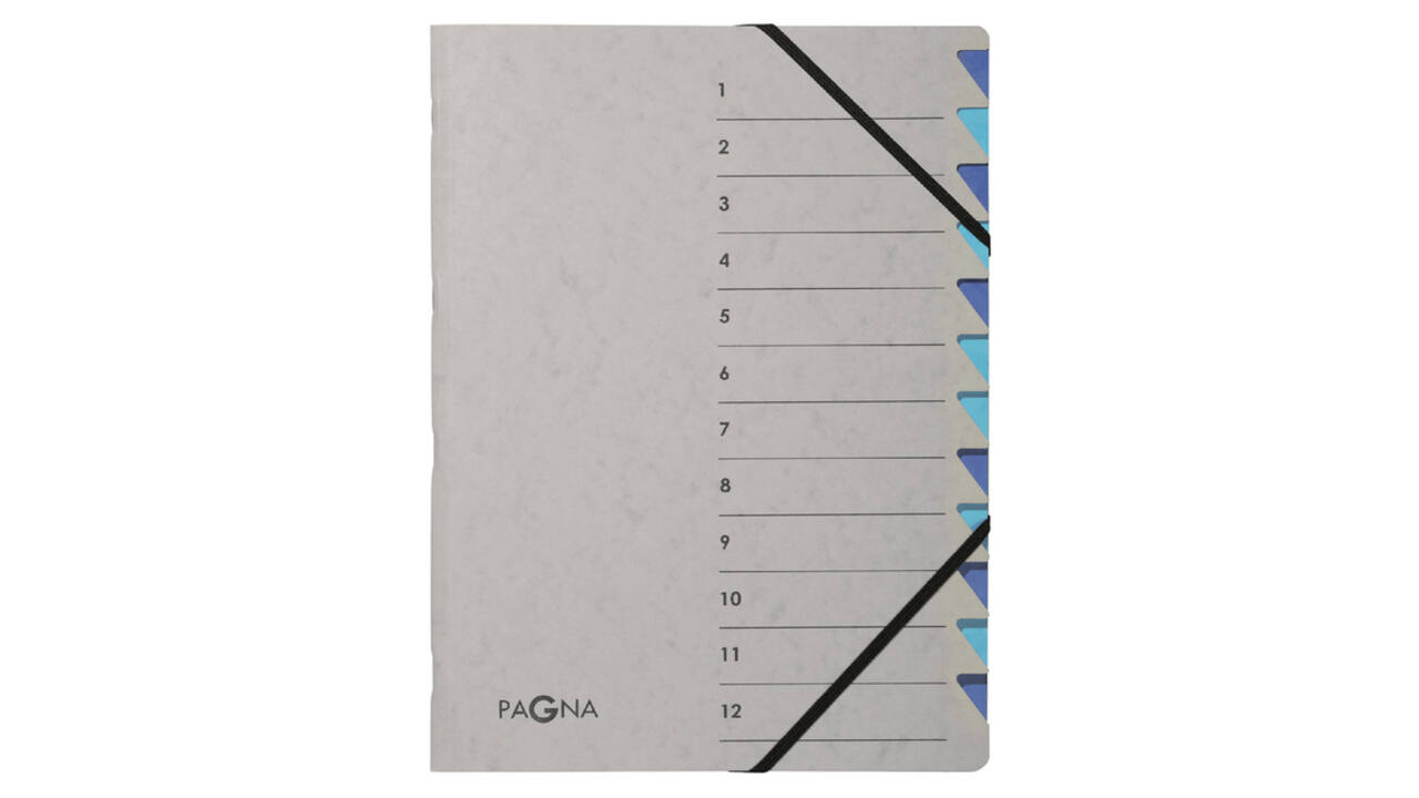Sorteermap Pagna Easy A4 12 tabs lichtblauw/donkerblauw