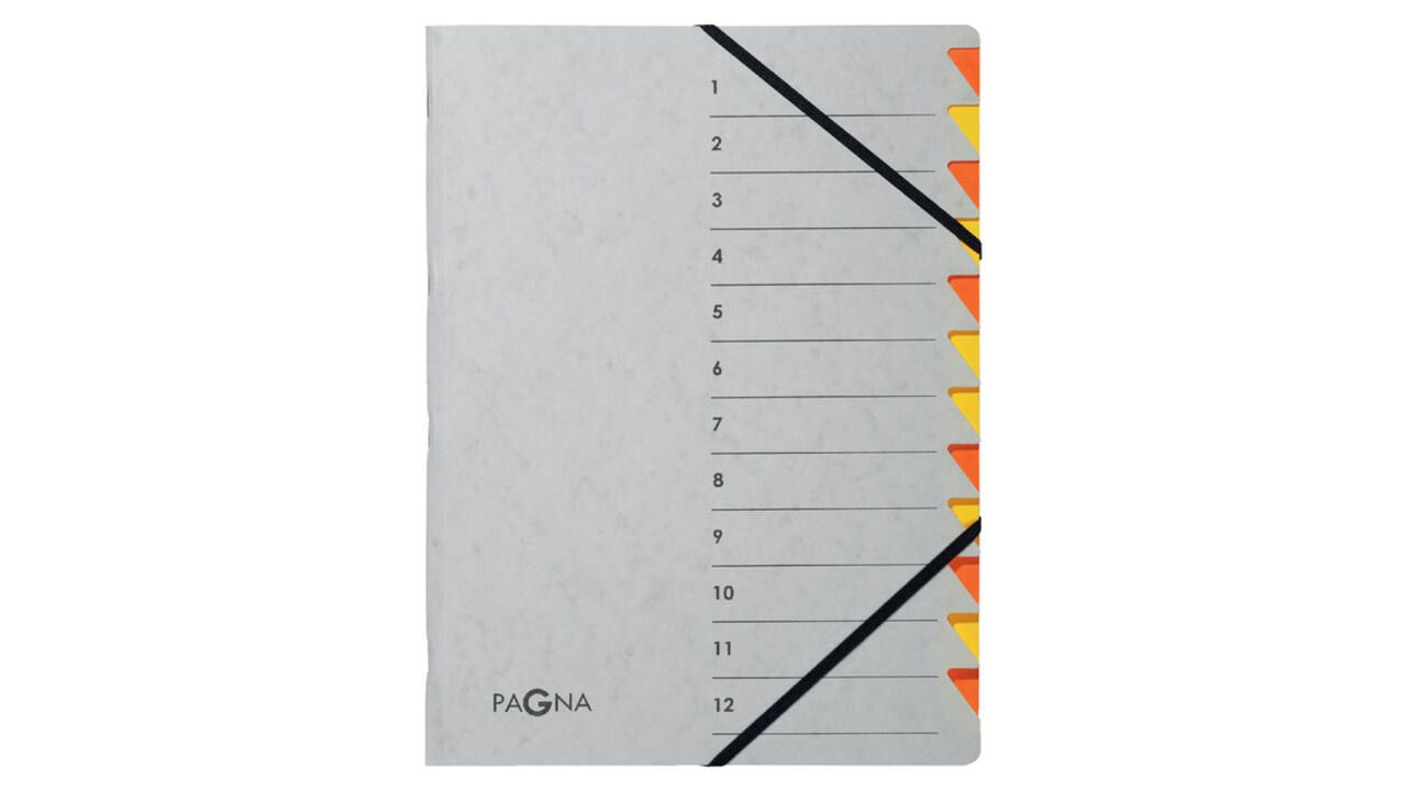 Sorteermap Pagna Easy A4 12 tabs oranje/geel